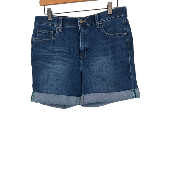 Lularoe Shorts Womens size 28 US 8 Boyfriend Blue Relax Cuffed Denim Tummy Panel - Picture 1 of 4